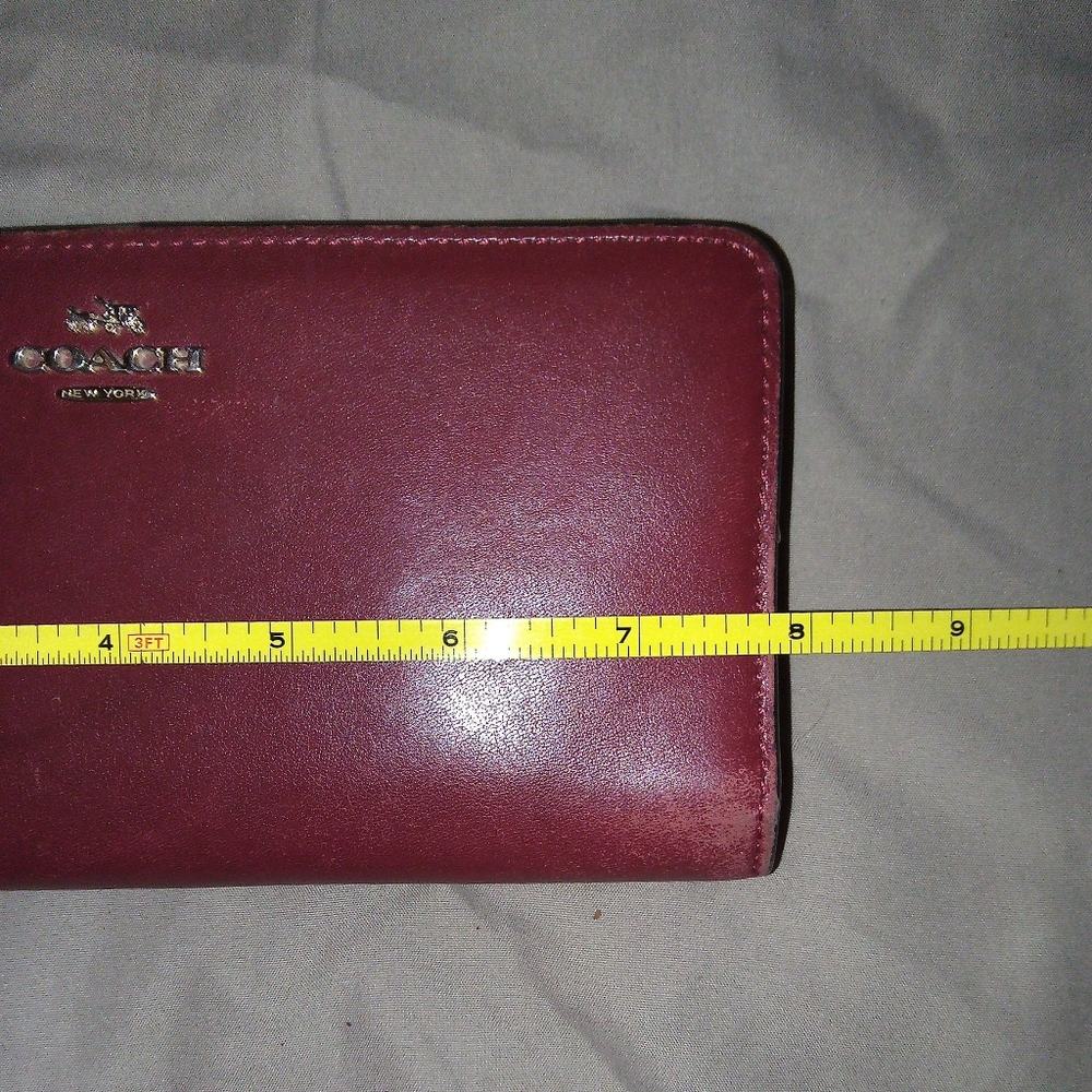 Authentic Vintage Coach New York Long Zipper Wallet Burgundy Wine Bordeaux Plum - Picture 11 of 14
